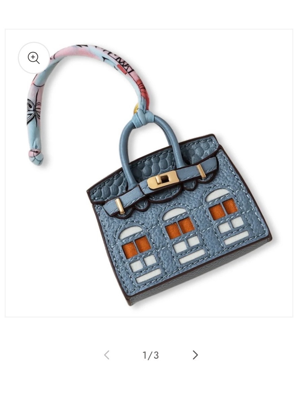 Blue Mini Top-Handle Charm Bag with Scarf Accent